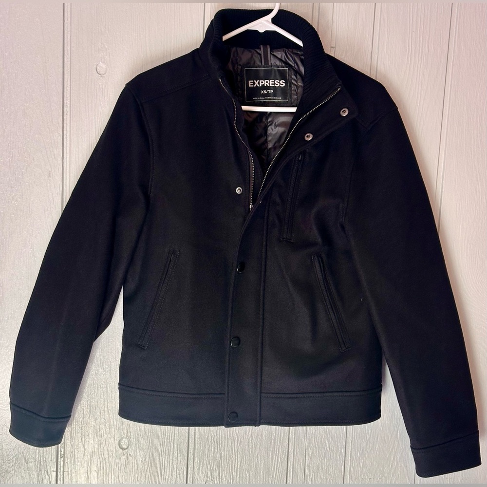 Express Men's Classic Black Bomber Jacket